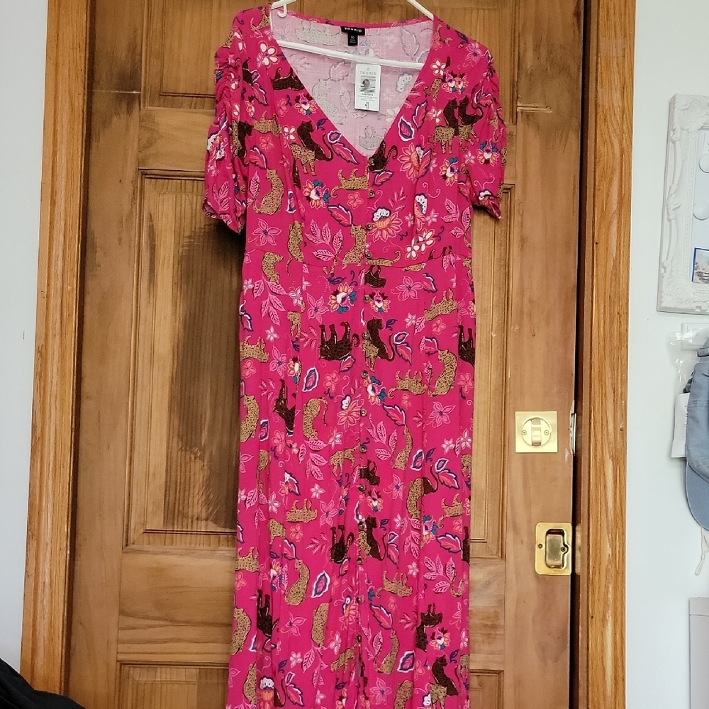 Pink Floral Women's Dress Plus 00